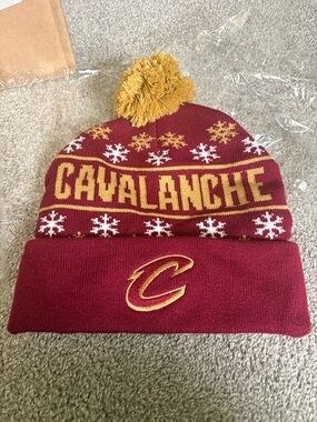 Cleveland Cavaliers Maroon & Gold Pom Beanie - Cavalanche Winter Hat